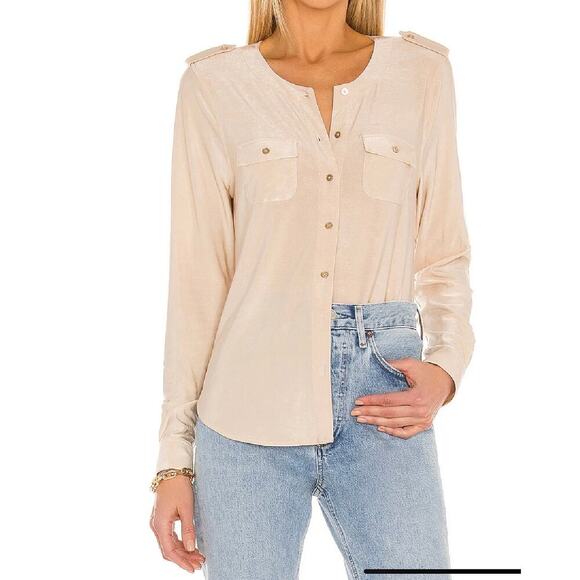 L'AGENCE Lucca Military Blouse In Light Champagne Size Small - Picture 1 of 11